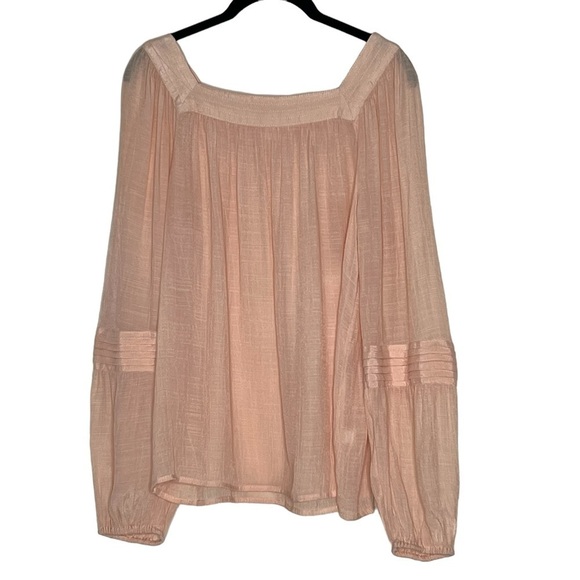 LC LAURA CONRAD Sheer Peach Square Neck Peasant Boho Top Women's Size M - Picture 5 of 16